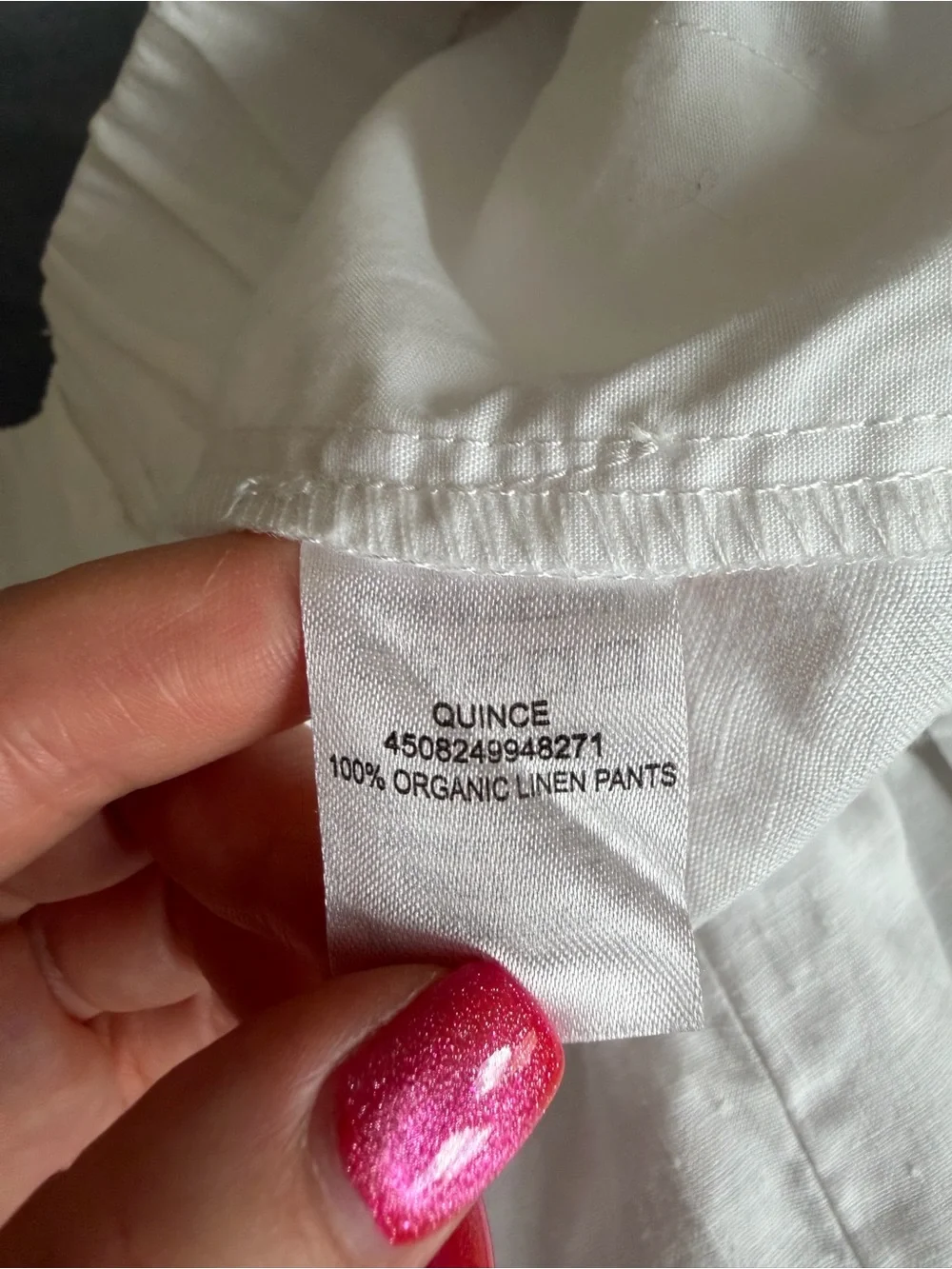 Quince 100% European Linen White Elastic-Waist Slim Crop Pants Size L